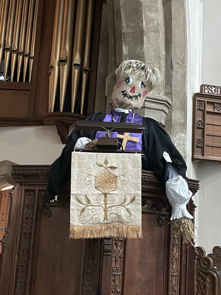 Scarecrow in pulpit
